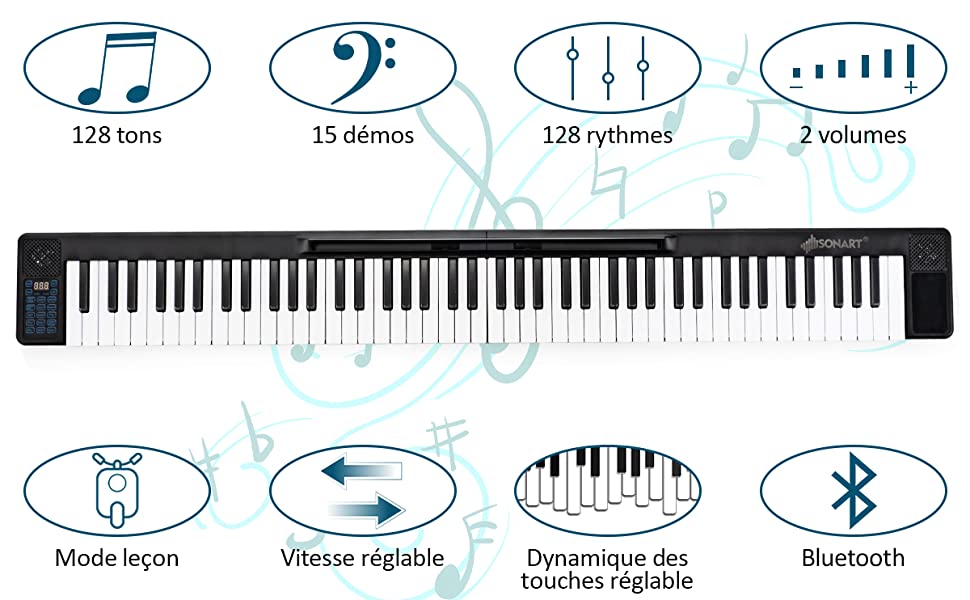 Costway Piano Numérique Portable 88 Touches avec Fonction Bluetooth — free download
