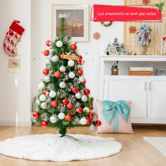 Costway Sapin de Noël Artificiel à Charnière de 120cm avec Support Métallique 160 Rameaux en PVC et en Aiguilles de Pin Irisées