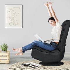 Chaise Relax Pliable et Réglable en 5 Positions Pivotant 360 Degrés Rembourrée Confortable Noir