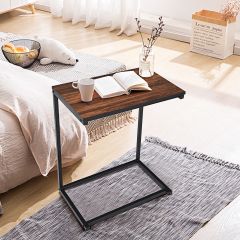 Table d’Appoint Table Basse Portable Table pour Ordinateur PC forme U Irréglable Marron