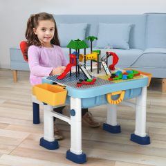 Costway 6 en 1 Table et Chaise Enfant Multi-Activités avec Stylo Table de Blocs de Construction Convertible comme Valise pour 3 Ans+