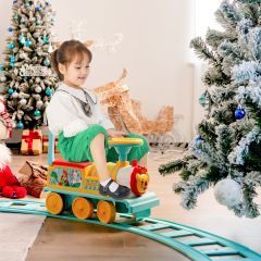 Costway Train Electrique pour Enfants -16 Accessoires de Rails Cadeau de Noël Pour Tout-petits 3+ ans Bleu