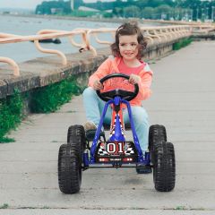 Kart à Pédales Vélo et Véhicule pour Enfants Siège Réglable avec Frein à Main 3-6Ans Bleu