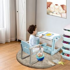 Table et Chaise à Dessin pour Enfant Inclinable avec Tableau Magnétique Réglable Inclus Grand Espace de Stockage