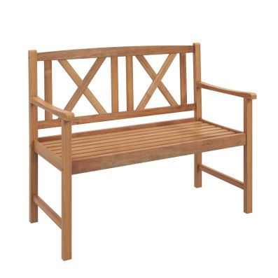 COSTWAY Banc De Jardin En Bois D’Acacia 132 X 34 X 43,5 CM - Charge 360KG - Couleur Teck