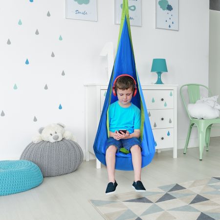 Costway Hamac Enfant Siège Chaise Suspendu pour Enfant Charge Max 80KG Bleu en Toile de Haute Qualité Comfortable