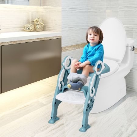 Costway Siège de Toilette pour Enfants Pliable et Hauteur Réglable en PP&PVC Convient aux Enfants 1-8 Ans Vert