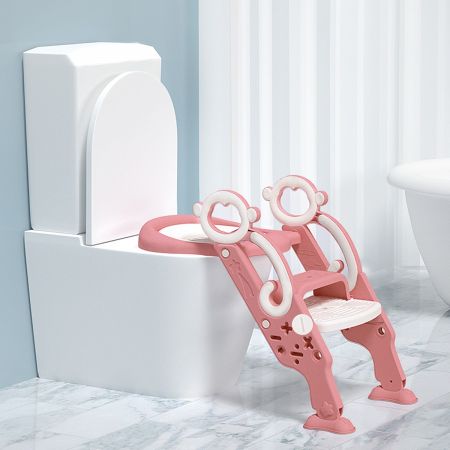 Costway Siège de Toilette pour Enfants Pliable et Hauteur Réglable en PP&PVC Convient aux Enfants 1-8 Ans Rose