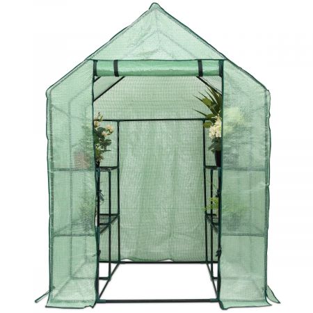 Serre de Jardin Chaude Serre à Légumes Tente pour Plantes, 3 étagères charge max : 10 kg Transparent 143x143x195 cm Vert
