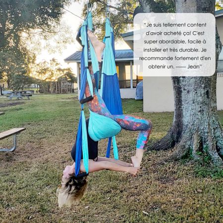 Hamac de Yoga Aérien en Nylon Charge Maximale 272KG pour Fitness avec Un Sac de Rangement Yoga Anti-Gravité Bleu