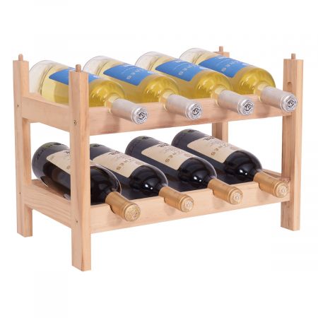 Porte-bouteille de vin de casier à vin en bois debout 8 bouteilles bouteille de vin meuble étagère en bois étagère empilable / extensible
