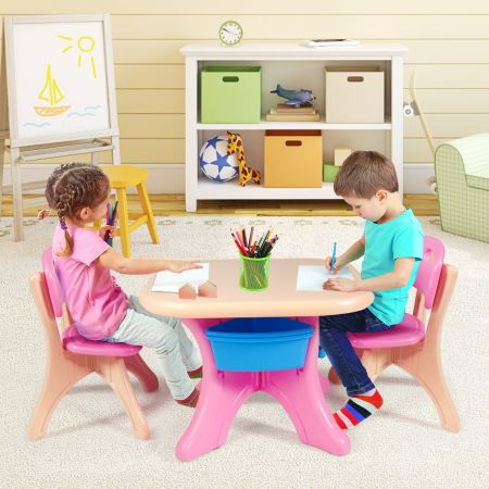 Costway Ensemble Table et Chaises pour Enfant Inclus 1 Table et 2 Chaises Matériaux Ecologiques