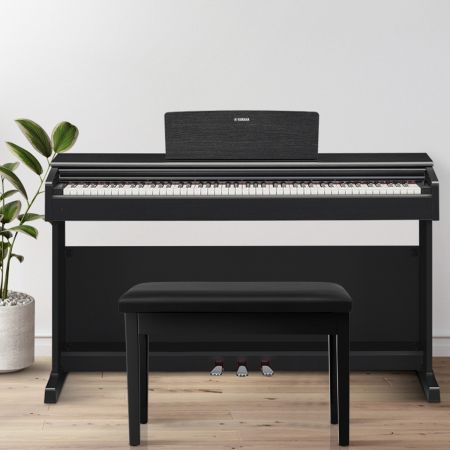 Costway Banquette Piano avec Coussin Lisse Rembourré en Cuir PU et Compartiment de Rangement pour Usage Professionnel/Privé Noir