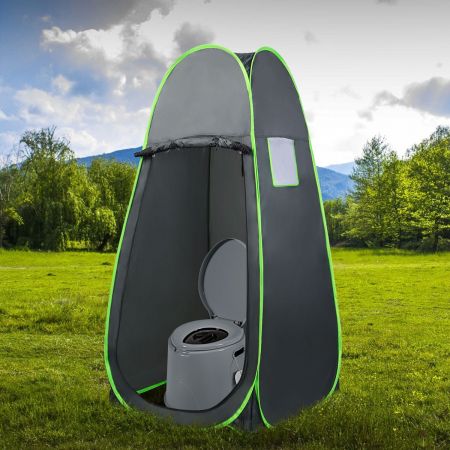 Costway Toilette Portable pour Camping Extérieure avec Seau Intérieur 5L en PP Charge 200KG 