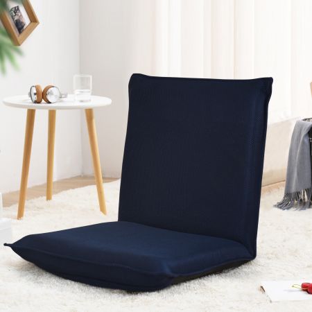 Chaise de Sol Pliable Tatami Inclinable en 6 Position 44 x 54,5 x 53,5 CM Bleu marine