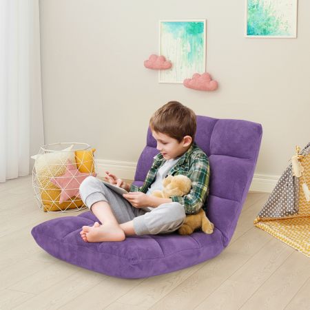 Costway Chaise de Méditation Canapé-Lit Pliable avec 14 Positions Réglables 56 x 67 x 56CM-Violet