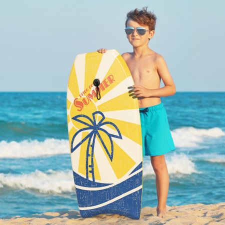 Costway Bodyboard 93 CM Planche de Surf Légère avec Noyau Pont Fond Lisse et Leash Poignet  pour Enfants Adolescents et Adultes