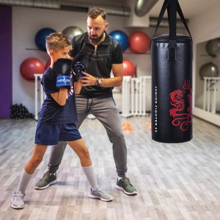 Costway Sac de Boxe Sac de Frappe Kickboxing pour Enfant avec 2 Gants Corde à Sauter Chaîne Suspension
