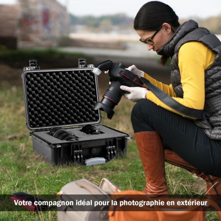 Costway Valise Etanche pour Appareil Photo+3 Inserts en Mousse - 1 pour DIY 41 x 17,5 x 33CM  Noir