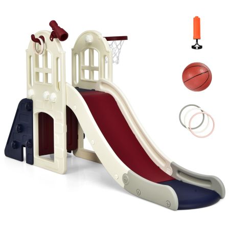 Toboggan pour Enfants 2 en 1 Cheval à Bascule en Plastique Chaise Amovible  avec Cerceau de Basketball - Costway