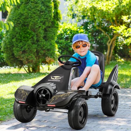 Costway Kart à Pédale pour Enfants Go-Kart avec Siège Ajustable Frein à Main pour 3-8 Ans