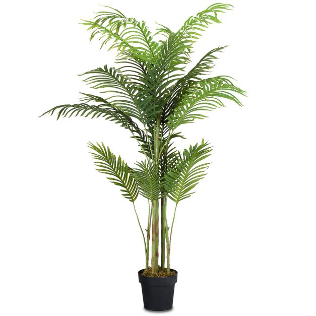COSTWAY Plante Artificielle Faux Arbre 150cm avec Pot Décoration Intérieur  ou Extérieur Palmier Aréca Vert - Costway