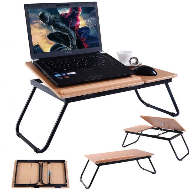 Table pour ordinateur portable bambou table de lit pliable avec pieds  réglable
