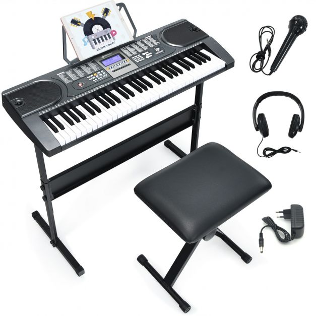 GYMAX Piano et tabouret pour enfants à 31/37 touches, clavier élect