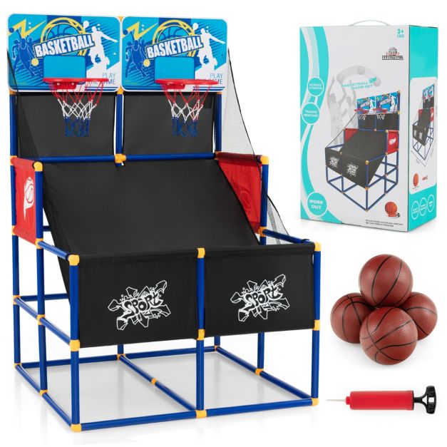 Jeux de Basketball Arcade à double tirs enfants avec 4 balls et 2 Paniers  Panier de Basketball double Intérieur et Extérieur pour enfants de 3 ans+ -  Costway