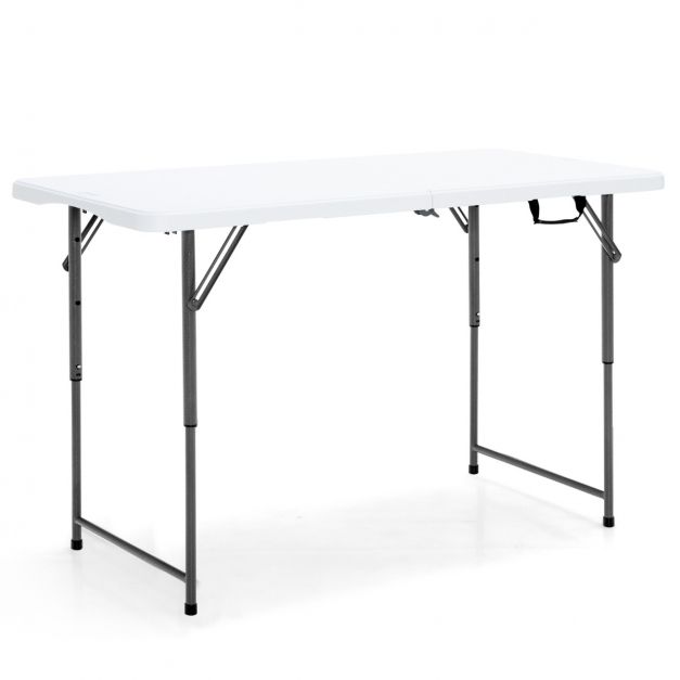 HDPE 183 x 76 x 74 cm Blanche COSTWAY Table de Camping Table Pliante Transportable en Acier 